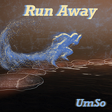 blue runner in a dark way